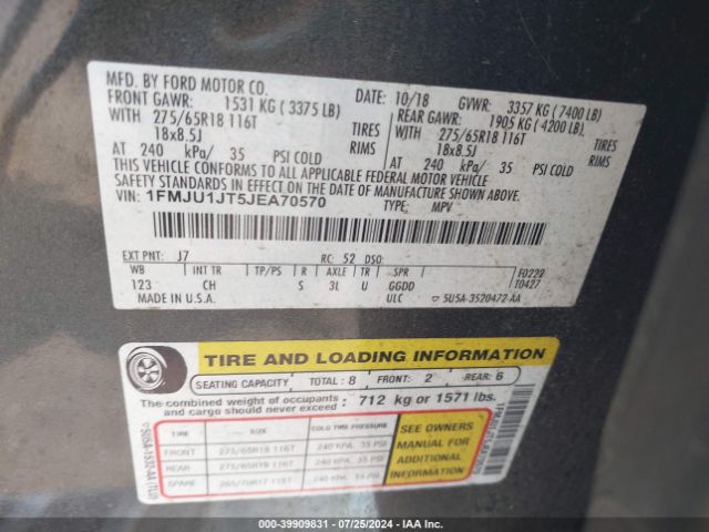 1FMJU1JT5JEA70570 Ford Expedition Xlt