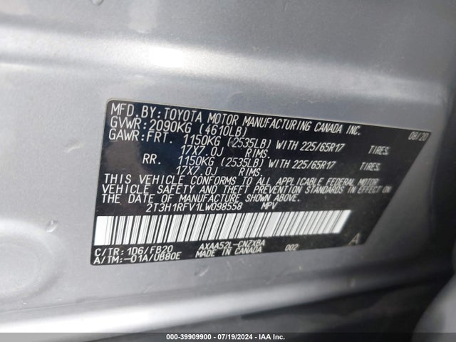 Toyota RAV4 LE 2020 2T3H1RFV1LW098558 Image 9