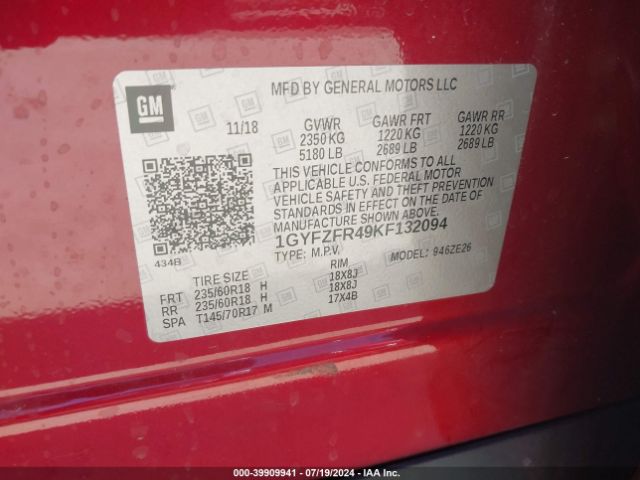 1GYFZFR49KF132094 Cadillac XT4 SPORT