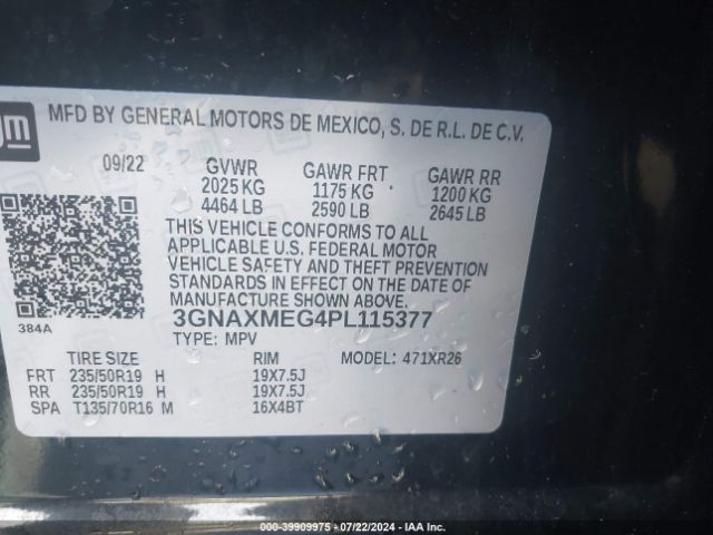3GNAXMEG4PL115377 Chevrolet Equinox Fwd Rs
