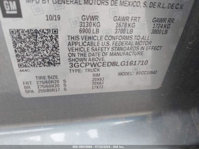 3GCPWCED8LG161710 Chevrolet Silverado 1500 2wd  Short Bed Lt