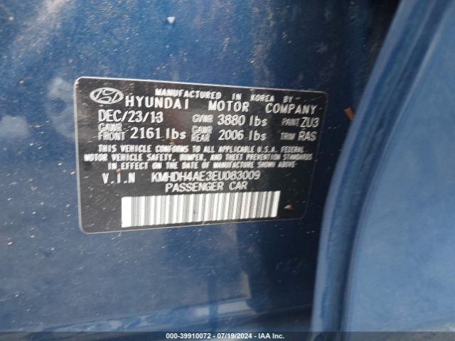 KMHDH4AE3EU083009 Hyundai ELANTRA SE