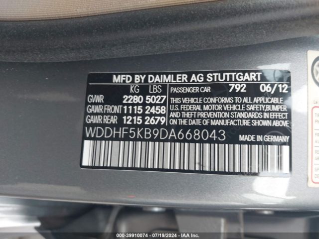 2013 MERCEDES-BENZ E 350 WDDHF5KB9DA668043 Photo 8