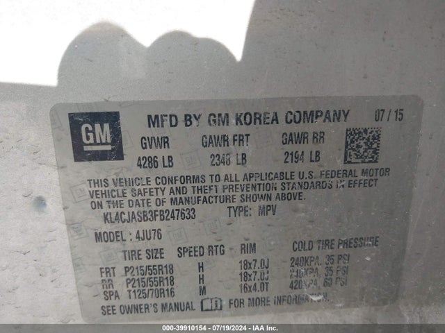 Buick Encore 2015 KL4CJASB3FB247633 Image 9