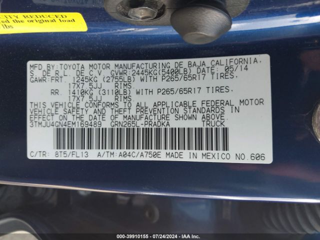 3TMJU4GN4EM169489 Toyota Tacoma Prerunner V6