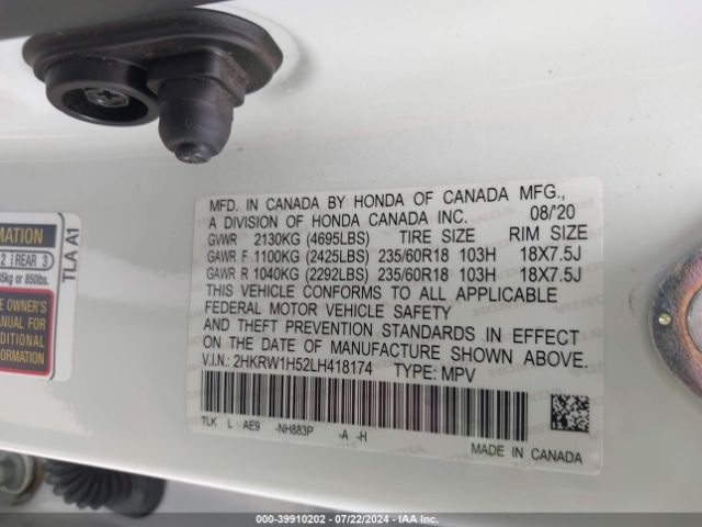 2HKRW1H52LH418174 Honda Cr-v 2wd Ex
