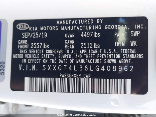 5XXGT4L36LG408962 KIA Optima S
