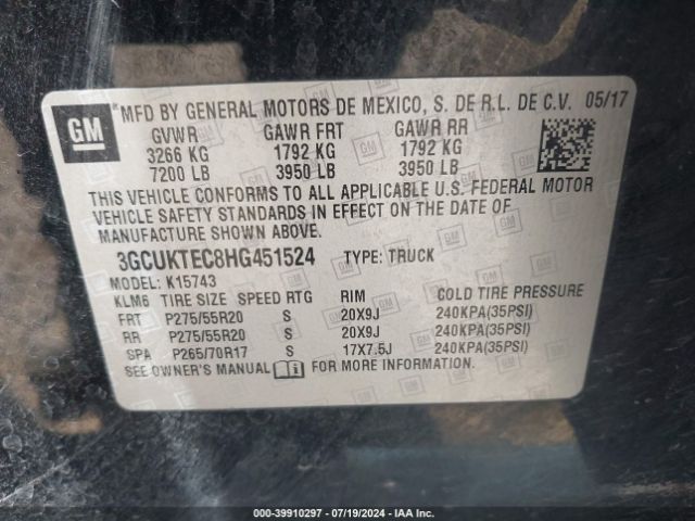 3GCUKTEC8HG451524 Chevrolet Silverado 1500 High Country
