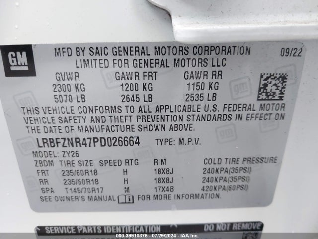 LRBFZNR47PD026664 Buick Envision Essence Fwd