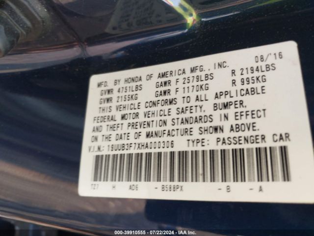19UUB3F7XHA000306 Acura Tlx Advance Package