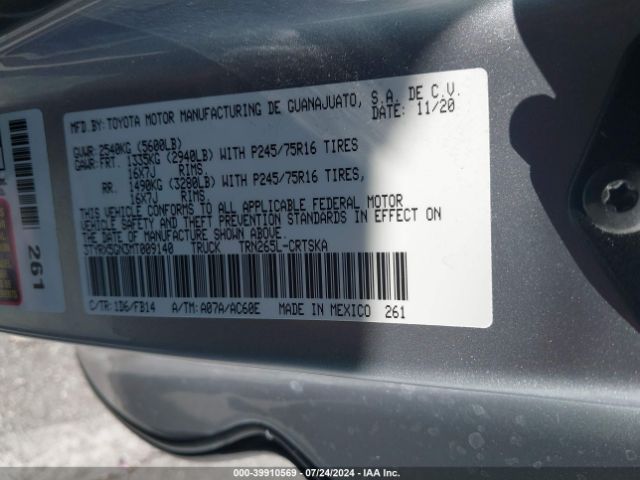 3TYRX5GN3MT009140 Toyota Tacoma Sr