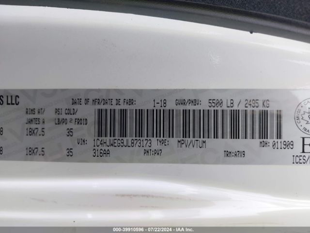 1C4HJWEG9JL873173 Jeep Wrangler Jk Unlimited Sahara