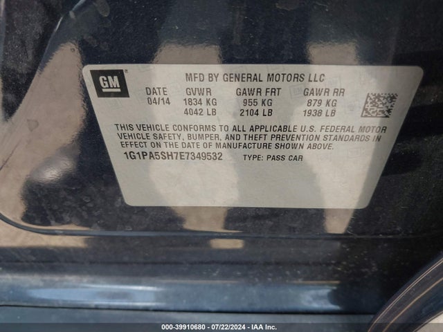 Chevrolet Cruze Ls Auto 2014 1G1PA5SH7E7349532 Image 9