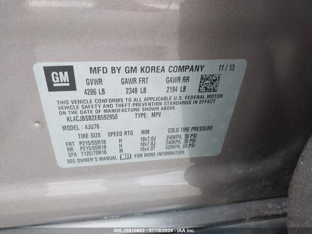 KL4CJBSB2EB592950 Buick Encore Convenience