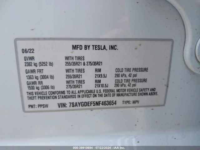7SAYGDEF5NF463654 Tesla Model Y Performance Dual Motor All-wheel Drive