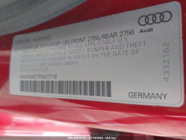WAUFGAFC7FN027718 Audi A6 3.0t Premium Plus