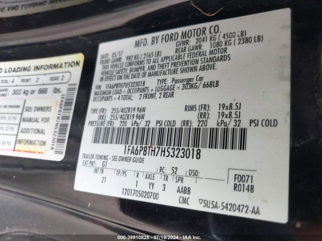 1FA6P8TH7H5323018 Ford Mustang Ecoboost