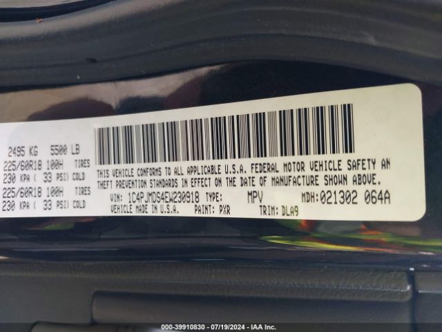 1C4PJMDS4EW230918 Jeep Cherokee Limited