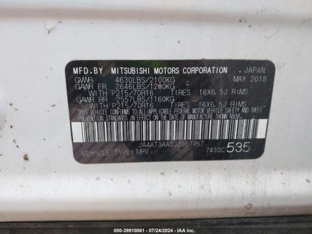 JA4AT3AA0JZ067757 Mitsubishi Eclipse Cross Es