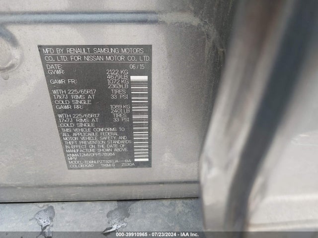 Nissan ROGUE S 2015 KNMAT2MV0FP578984 Image 9