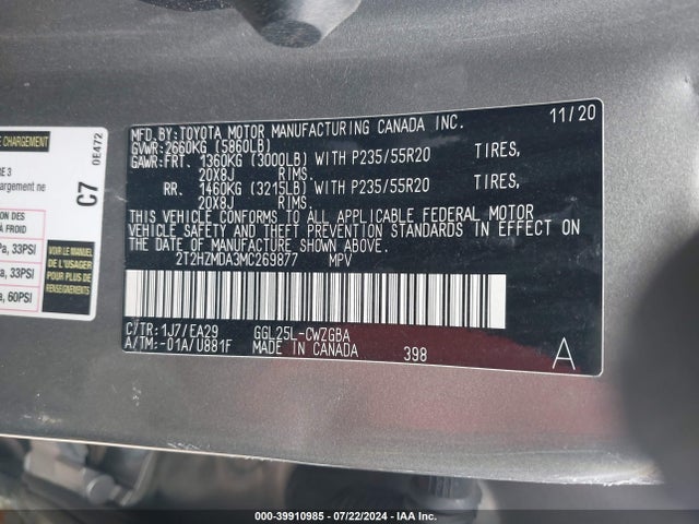 Lexus RX 350 2021 2T2HZMDA3MC269877 Image 9