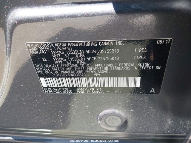 2T3YFREV1HW396523 Toyota Rav4 Limited