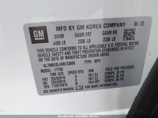 KL79MUSL4NB133069 Chevrolet Trailblazer Awd Rs