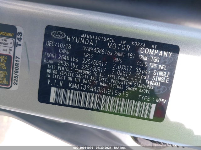 Hyundai Tucson Value 2019 KM8J33A43KU916919 Image 9