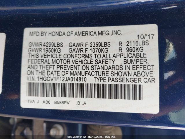 1HGCV1F12JA014810 Honda ACCORD LX