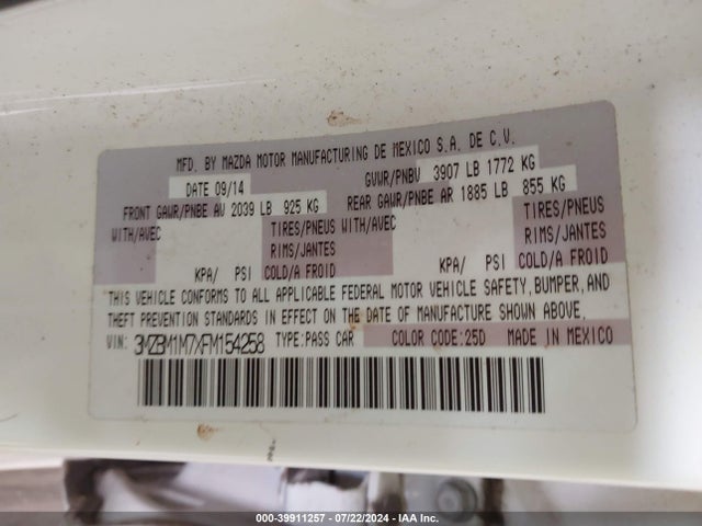 3MZBM1M7XFM154258 Mazda Mazda3 I Grand Touring