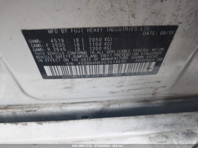 4S3BNAN60G3014695 Subaru Legacy 2.5i Limited