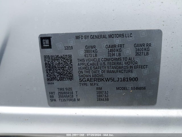 5GAERBKW5LJ181900 Buick Enclave Fwd Essence