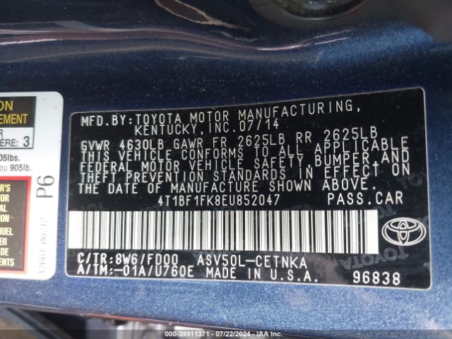 4T1BF1FK8EU852047 Toyota CAMRY LE