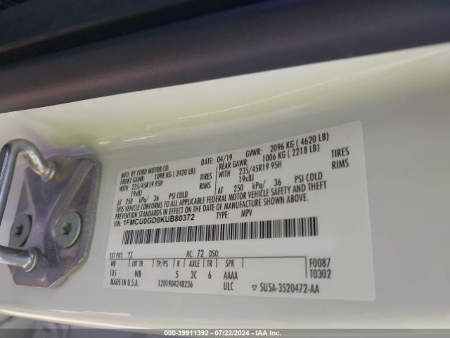 2019 FORD ESCAPE 1FMCU0GD0KUB80372 Photo 8
