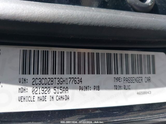 2C3CDZBT3GH177634 Dodge Challenger R/t Plus