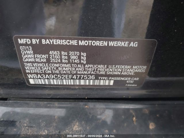 WBA3A9C52EF477536 BMW 335i