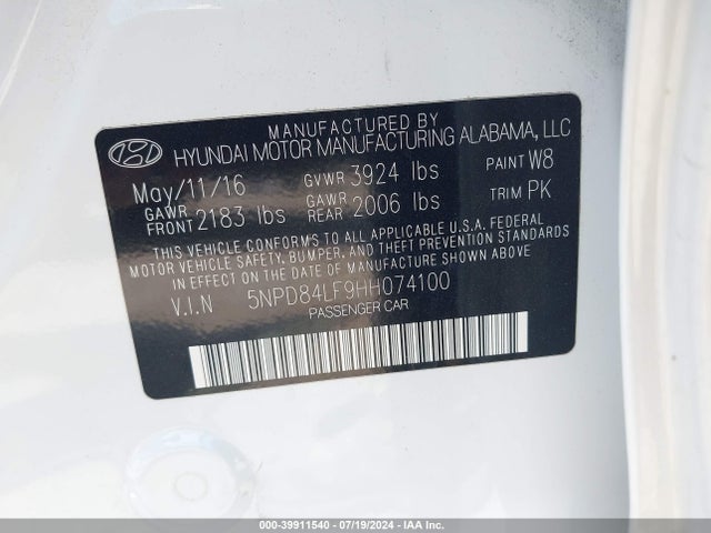 Hyundai ELANTRA SE 2017 5NPD84LF9HH074100 Image 9