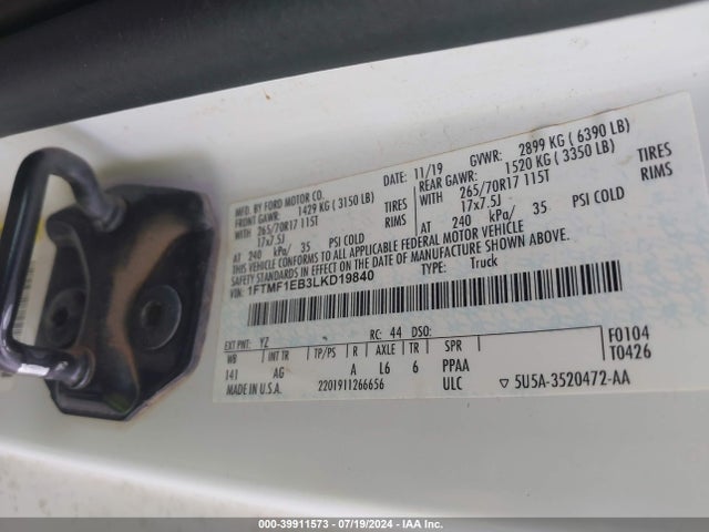 Ford F-150 Xl 2020 1FTMF1EB3LKD19840 Image 9