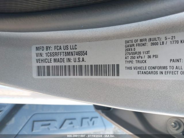 1C6SRFFT8MN746554 RAM 1500 Big Horn  4x4 5'7 Box