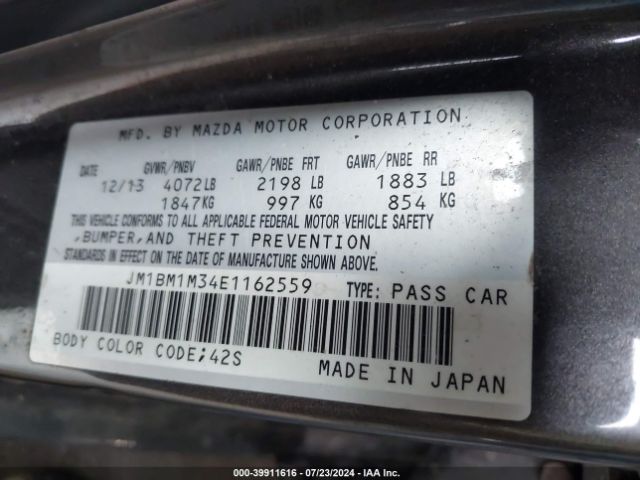 JM1BM1M34E1162559 Mazda Mazda3 S Grand Touring