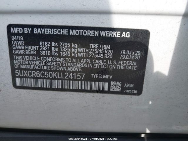 5UXCR6C50KLL24157 BMW X5 Xdrive40i