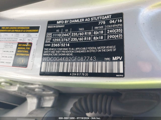 WDC0G4KB2GF087743 Mercedes-Benz Glc 300 4matic