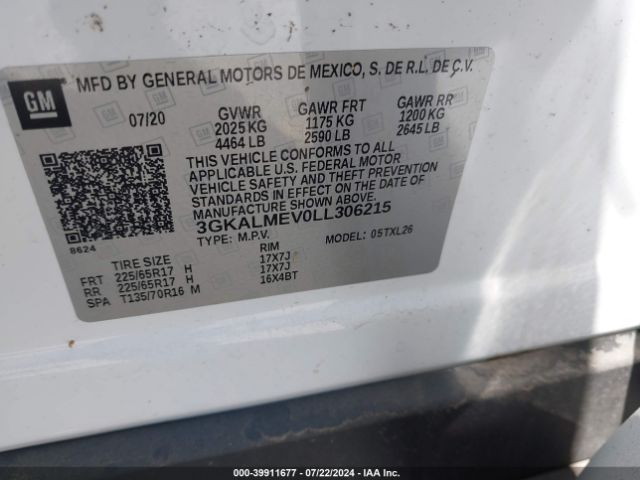 3GKALMEV0LL306215 GMC Terrain Fwd Sle