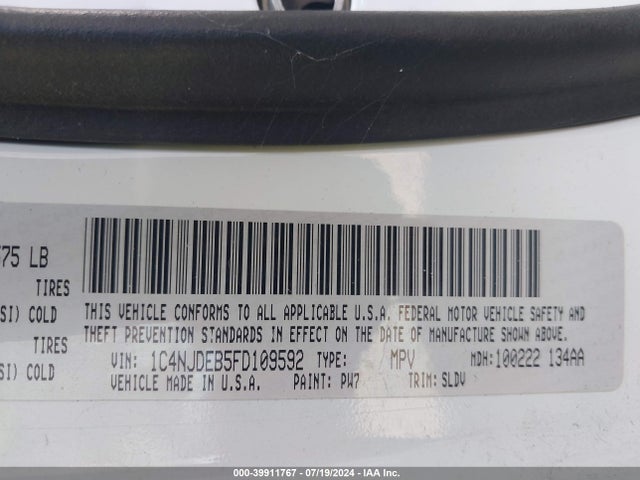 1C4NJDEB5FD109592 Jeep Compass High Altitude Edition