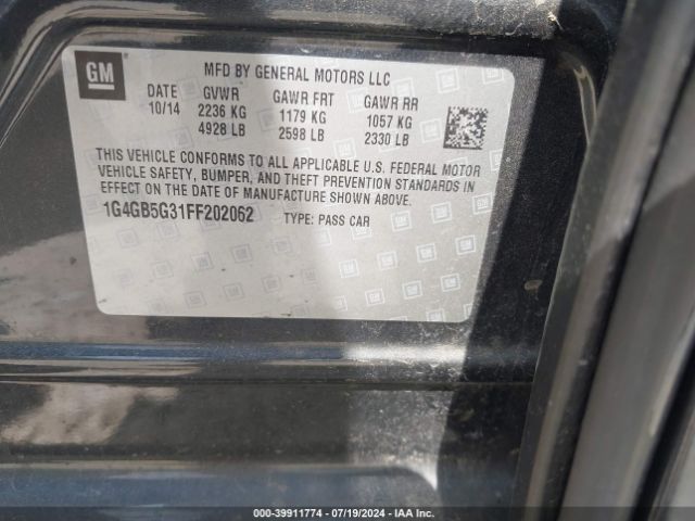 1G4GB5G31FF202062 Buick Lacrosse Leather