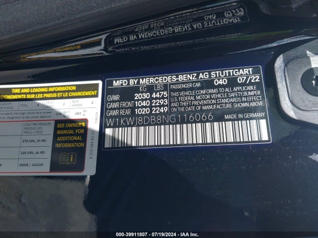 W1KWJ8DB8NG116066 Mercedes-Benz C 300 Coupe