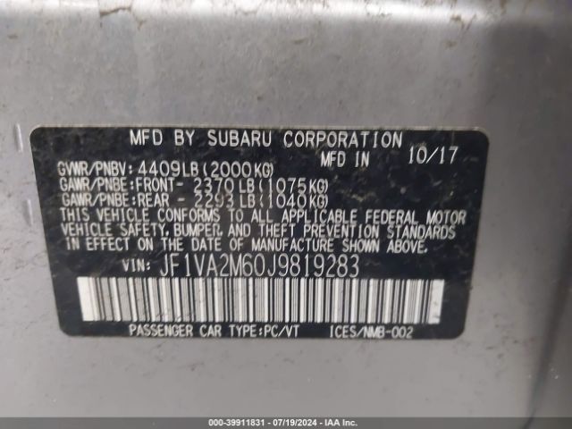 JF1VA2M60J9819283 Subaru Wrx Sti