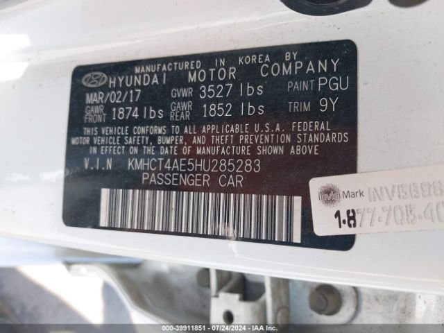 KMHCT4AE5HU285283 Hyundai Accent Value Edition