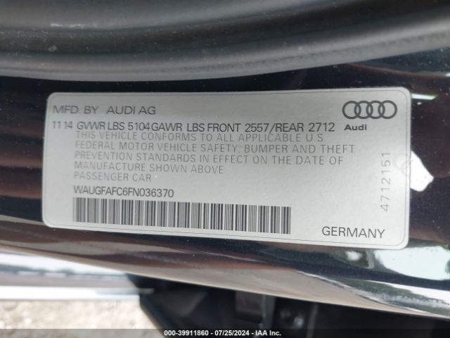 WAUGFAFC6FN036370 Audi A6 2.0t Premium
