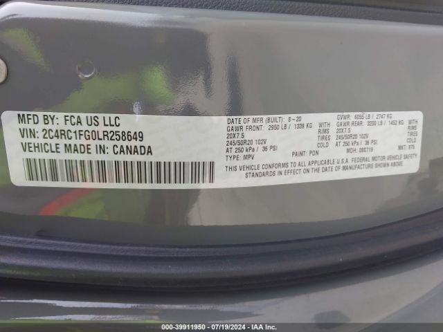 2C4RC1FG0LR258649 Chrysler Pacifica Touring